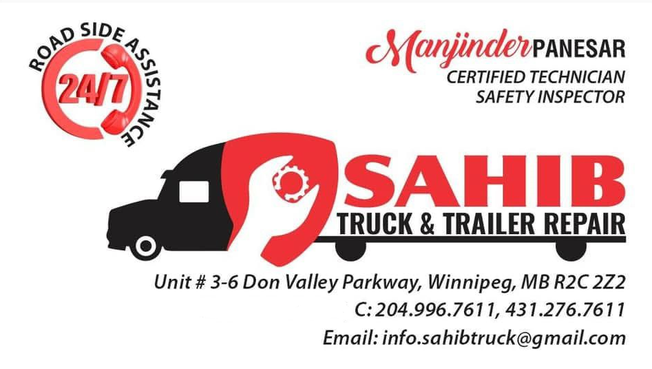 Sahib Truck & Trailer Repair business card branding